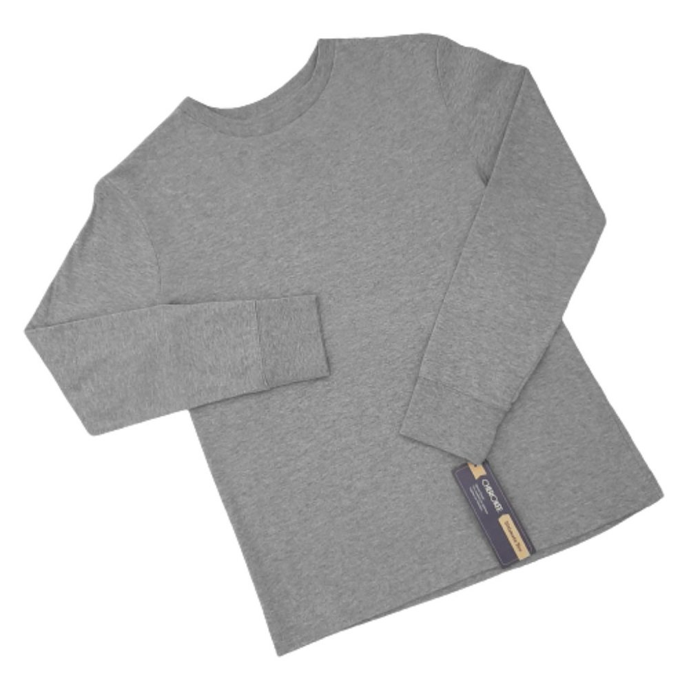 NWT Cherokee Long Sleeve Cotton Tee, Gray Heather, Boy's M
